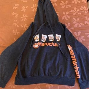 Maruchan Print Pullover Hoodie w/ drawstrings in gray/grey, Size XL (Junior)